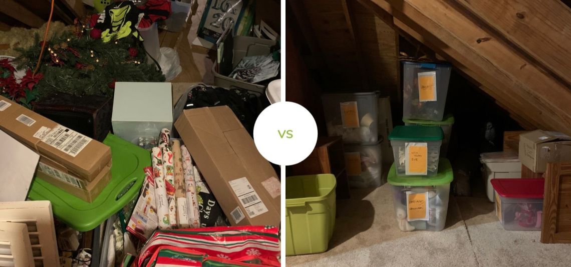 attic before and after organization